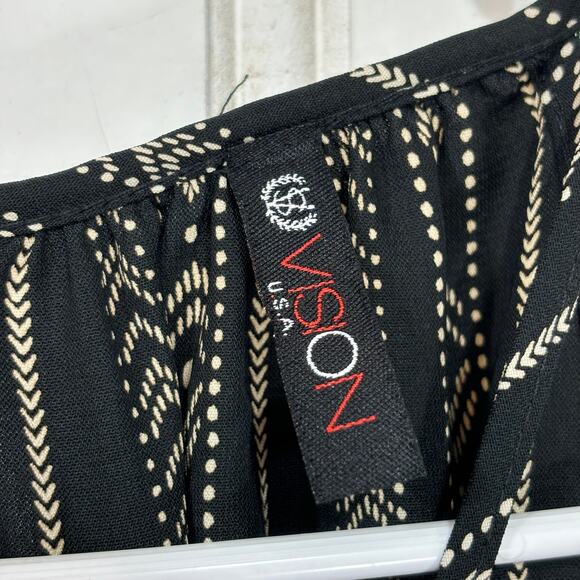 Vision Black Cream Boho Hippie‎ Indie Jumpsuit Romper MEDIUM Casual Sleeveless - Picture 8 of 9